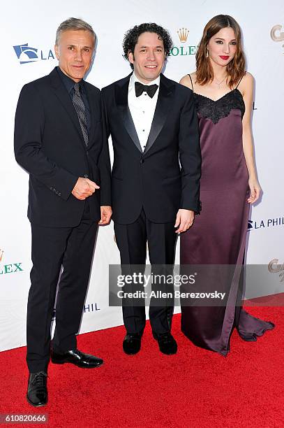 Actor Christoph Waltz, conductor Gustavo Dudamel and actress Maria Valverde attend Los Angeles Philharmonic's 2016/17 Opening Night Gala: Gershwin...