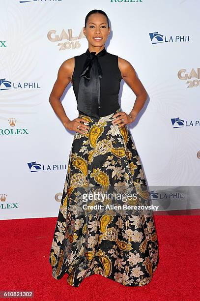 Actress Kearran Giovanni attends Los Angeles Philharmonic's 2016/17 Opening Night Gala: Gershwin and the Jazz Age at Walt Disney Concert Hall on...