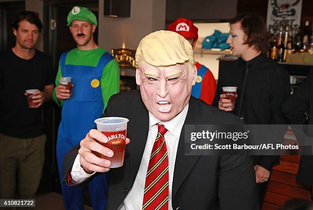 Tom Hawkins as Republican candidate Donald Trump during the Geelong Cats AFL post-season celebrations at the Lord of Isles Hotel on September 28,...