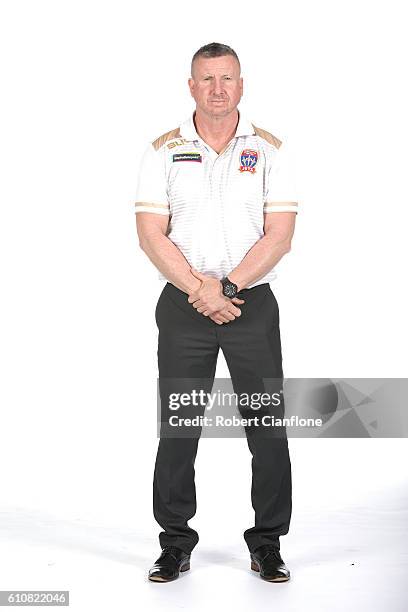 Newcastle Jets coach Mark Jones poses during the 206/17 A-League media day at AAMI Park on September 28, 2016 in Melbourne, Australia.