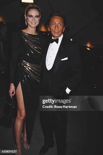 German fashion model Heidi Klum with Italian fashion designer Valentino at the Costume Institute Gala at the Metropolitan Museum of Art, New York...