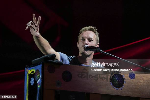 Chris Martin performs onstage at the 2016 Global Citizen Festival to End Extreme Poverty by 2030 at Central Park on September 24, 2016 in New York...