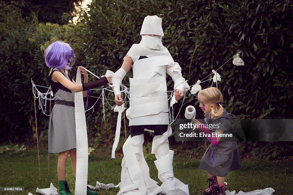Children playing Halloween game