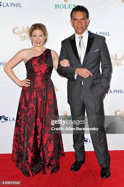 Actors/singers Megan Hilty and Brian Stokes Mitchell attend Los Angeles Philharmonic's 2016/17 Opening Night Gala: Gershwin and the Jazz Age at Walt...