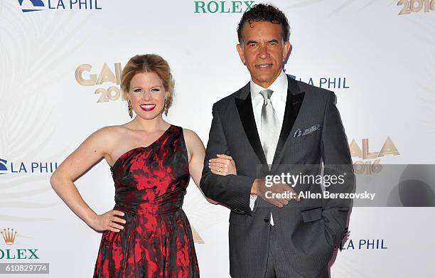 Actors/singers Megan Hilty and Brian Stokes Mitchell attend Los Angeles Philharmonic's 2016/17 Opening Night Gala: Gershwin and the Jazz Age at Walt...