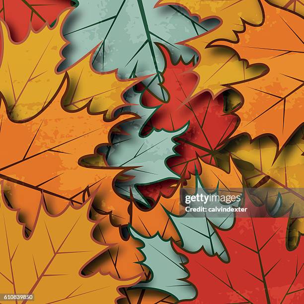 ilustraciones, imágenes clip art, dibujos animados e iconos de stock de fondo de otoño con hojas de arce - sombra paralela