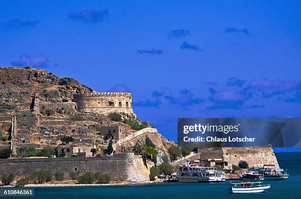 fort spinalonga kalidon, crete, greece - spinalonga fort stock pictures, royalty-free photos & images