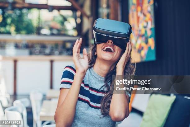 entertainment of the future - ar glasses stock pictures, royalty-free photos & images