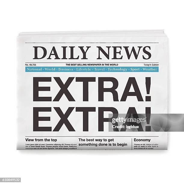 extra! extra! headline. newspaper isolated on white background - broadsheet stock illustrations