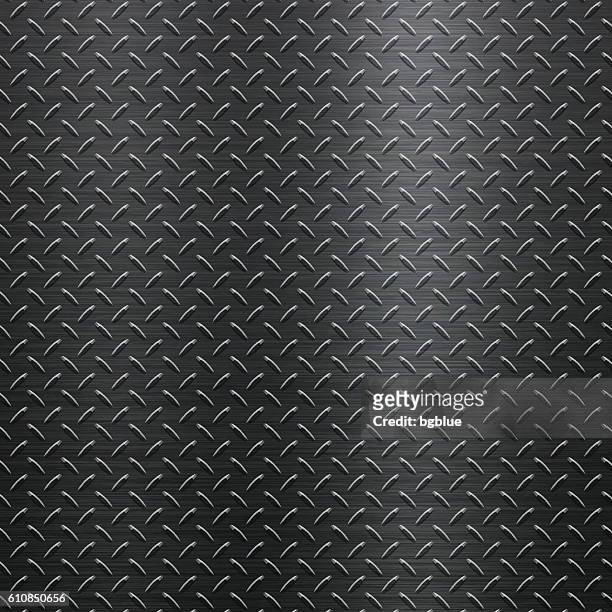 background of metal diamond plate in black color - steel stock illustrations