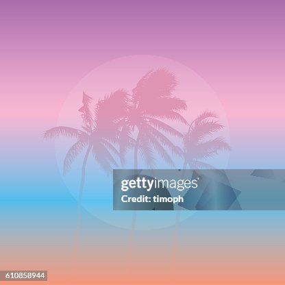Three pink palm trees Three pink palm trees