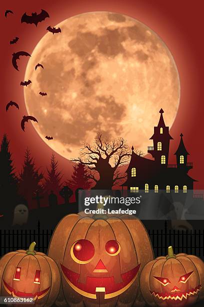 halloween background [jack o' lantern and full moon] - jack o' lantern 幅插畫檔、美工圖案、卡通及圖標