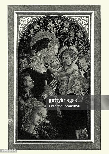 virgin and child by sandro botticelli - sandro botticelli stock illustrations
