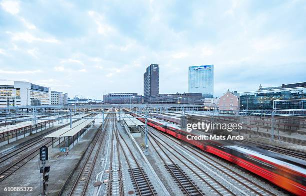 train coming into oslo, norway - norway national day 2016 stock-fotos und bilder