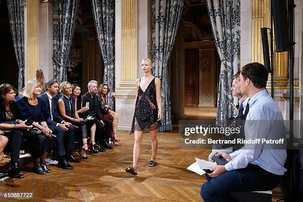 General Director of Facebook France Laurent Solly and his wife journalist Caroline Roux attend the Lanvin show as part of the Paris Fashion Week...