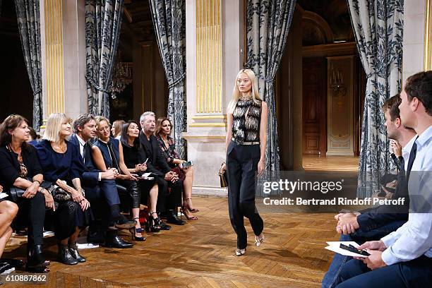 General Director of Facebook France Laurent Solly and his wife journalist Caroline Roux attend the Lanvin show as part of the Paris Fashion Week...