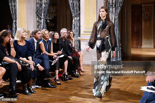 General Director of Facebook France Laurent Solly and his wife journalist Caroline Roux attend the Lanvin show as part of the Paris Fashion Week...