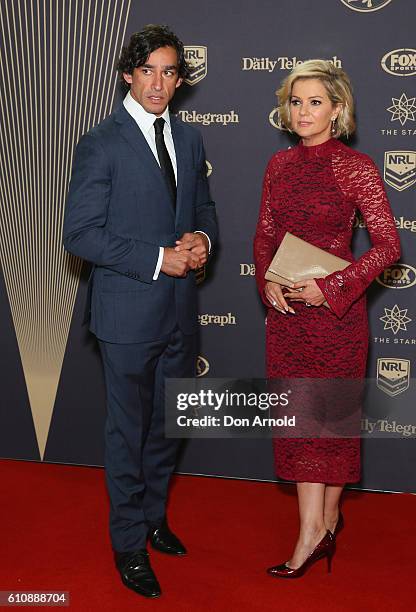 Jonathon Thurston and Sandra Sully arrive at the 2016 Dally M Awards at Star City on September 28, 2016 in Sydney, Australia.