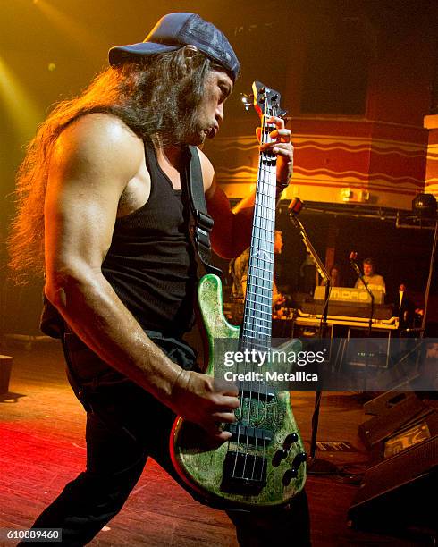 Robert Trujillo of Metallica performs at Webster Hall on September 27, 2016 in New York City.