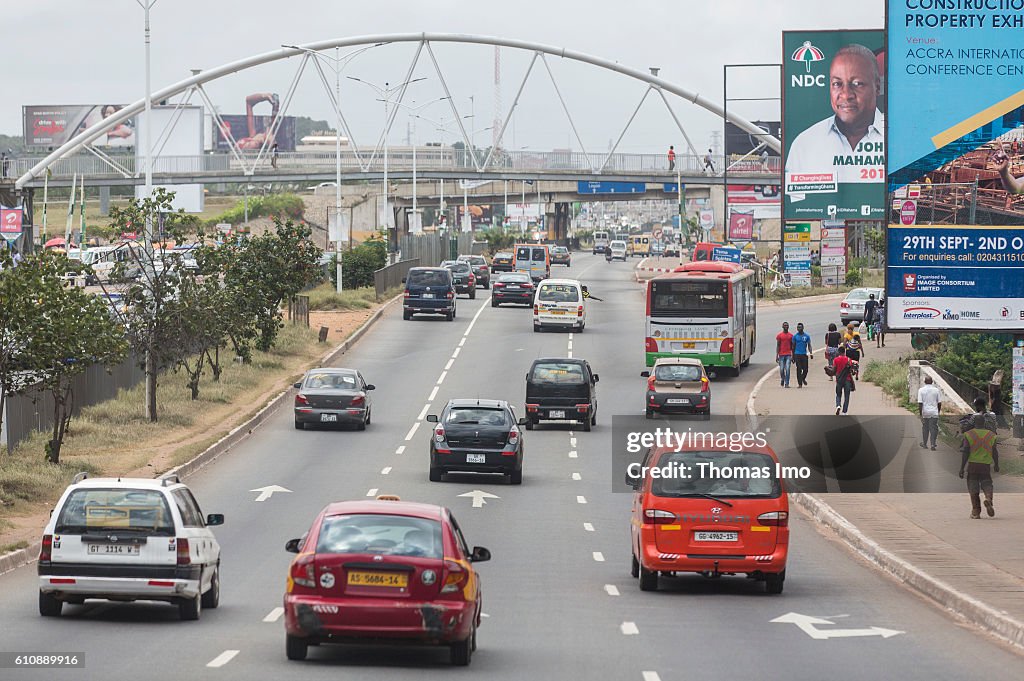 Road traffic in Accra, capital of Ghana