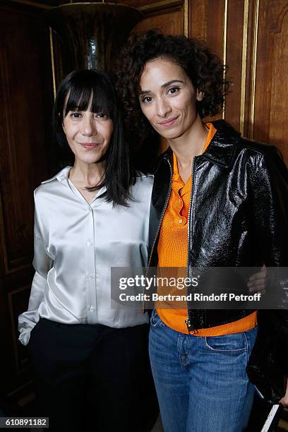 Artistic Director and Stylist of Lanvin Women, Bouchra Jarrar and Actress Rachida Brakni pose after the Lanvin show as part of the Paris Fashion Week...