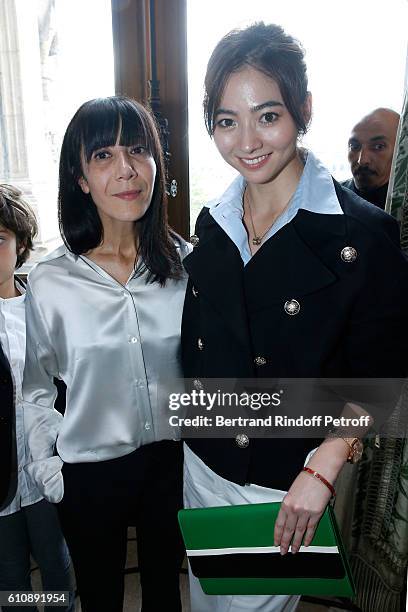 Artistic Director and Stylist of Lanvin Women, Bouchra Jarrar and Guest pose after the Lanvin show as part of the Paris Fashion Week Womenswear...