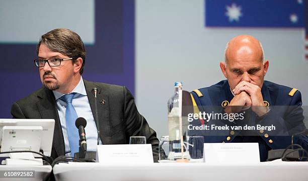 Frederic van Leeuw and Stanny de Vlieger during the press conference of the Joint Investigation Team who presents the first results of its criminal...