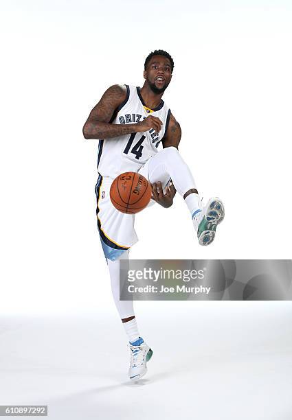 Tony Wroten of the Memphis Grizzlies poses for a portrait during Memphis Grizzlies Media Day on September 26, 2015 at FedExForum in Memphis,...
