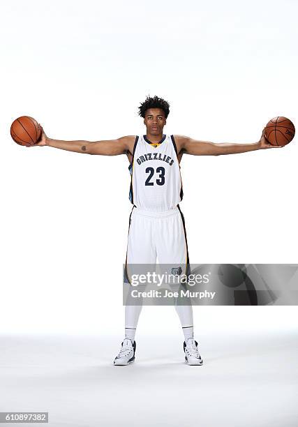 Deyonta Davis of the Memphis Grizzlies poses for a portrait during Memphis Grizzlies Media Day on September 26, 2015 at FedExForum in Memphis,...