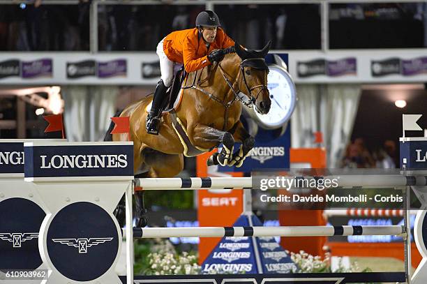 Maikel van der Vleuten of Netherlands riding VDL Groep Arera C during the CSIO Barcelona Furusiyya FEI Nations Cup Jumping Final First Round at the...