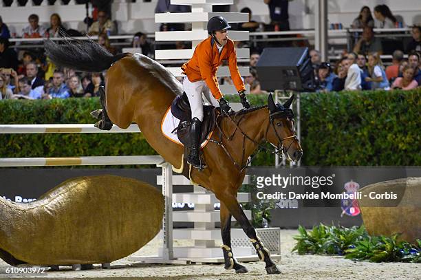 Maikel van der Vleuten of Netherlands riding VDL Groep Arera C during the CSIO Barcelona Furusiyya FEI Nations Cup Jumping Final First Round at the...