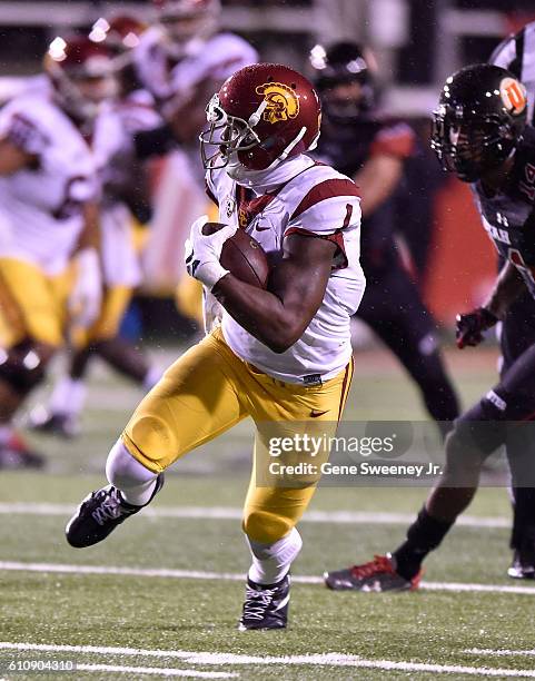 Wide receiver Darreus Rogers of the USC Trojans runs with the ball against the Utah Utes at Rice-Eccles Stadium on September 23, 2016 in Salt Lake...