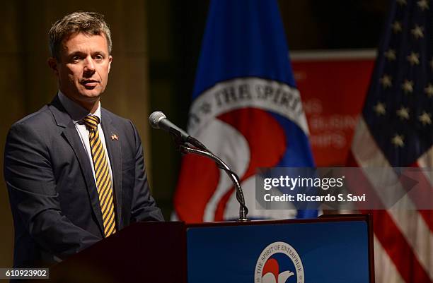 Crown Prince Frederik of Denmark speaks at the U.S. Chamber of Commerce on September 28, 2016 in Washington, DC.