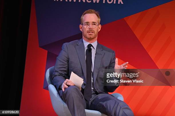 Sportscaster Joe Buck speaks onstage at the Fox NFL Town Hall panel at The Town Hall during 2016 Advertising Week New York on September 28, 2016 in...
