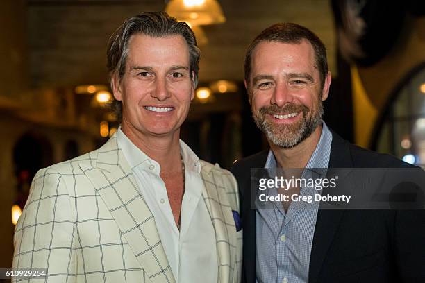Producer Sean Buckley and Actor David Sutcliffe attend the Premiere Of Momentum Pictures' "Milton's Secret" After Party at The Hollywood Roosevelt...