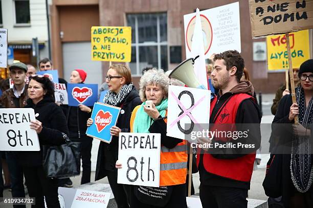 Demonstrators gathered to protest against the abortion rules of the 8th Bill of Irish Constitution in front of the Irish embassy. The 8th Bill...