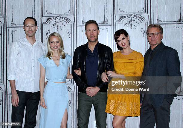 Mike Kosinski, Mircea Monroe, Michael Rosenbaum, Sara Rue and David Rasche appear to promote "Impastor" during the AOL BUILD Series at AOL HQ on...