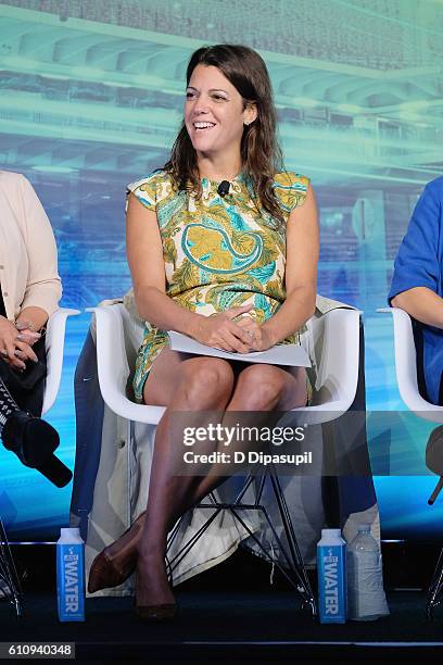 Senior Vice President, Marketing Solutions iHeartMedia Amy Newman speak onstage during the Let us Entertain You - Broadcasting LIVE panel at Liberty...