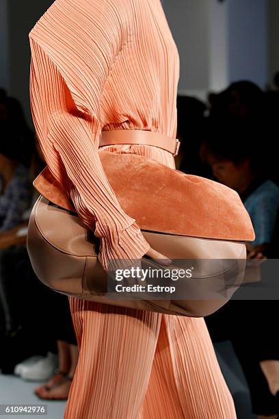 Handbag detail at the Jil Sander show Milan Fashion Week Spring/Summer 2017 on September 24, 2016 in Milan, Italy.