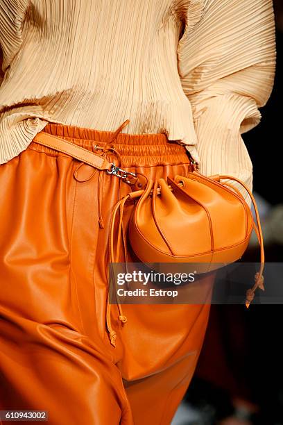 Handbag detail at the Jil Sander show Milan Fashion Week Spring/Summer 2017 on September 24, 2016 in Milan, Italy.