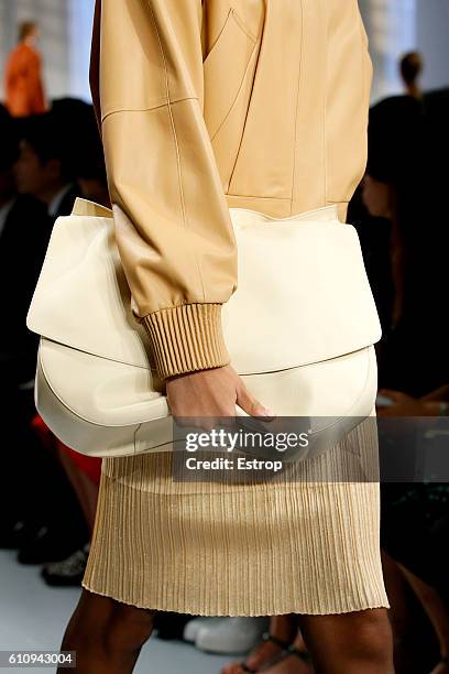 Handbag detail at the Jil Sander show Milan Fashion Week Spring/Summer 2017 on September 24, 2016 in Milan, Italy.