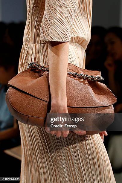 Handbag detail at the Jil Sander show Milan Fashion Week Spring/Summer 2017 on September 24, 2016 in Milan, Italy.