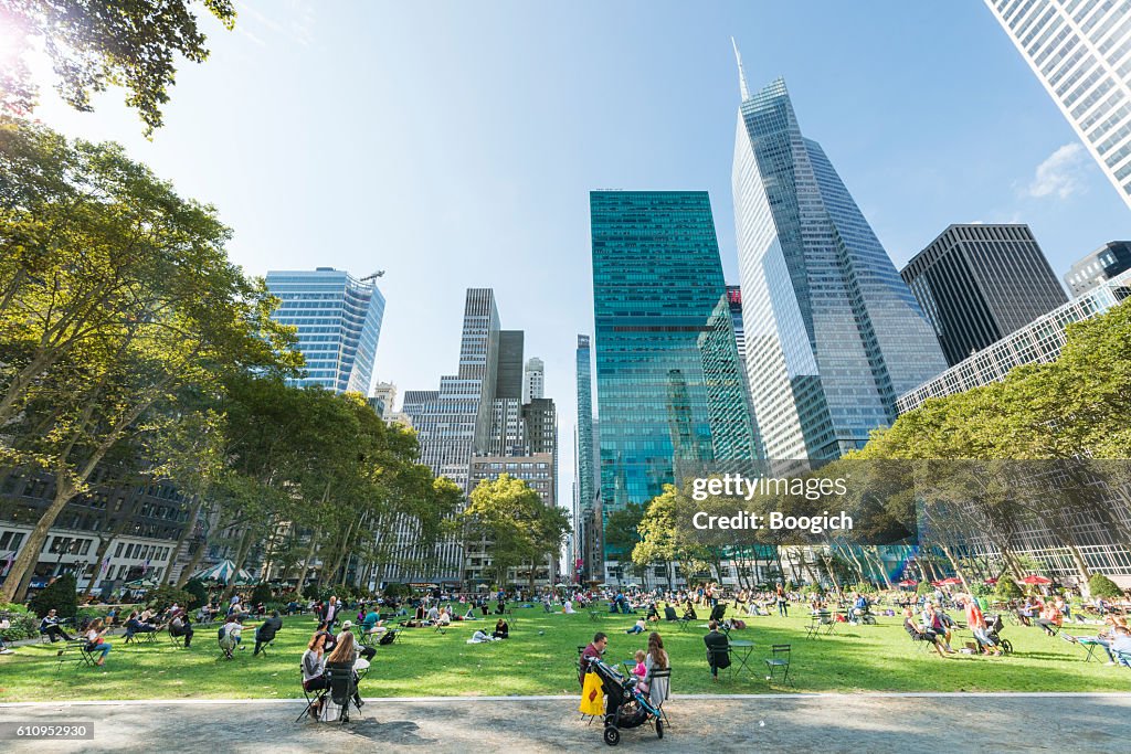 NYC Bryant Park on Sunny Autumn Day Midtown Manhattan
