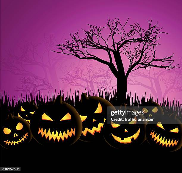 halloween background - pumpkin field stock illustrations