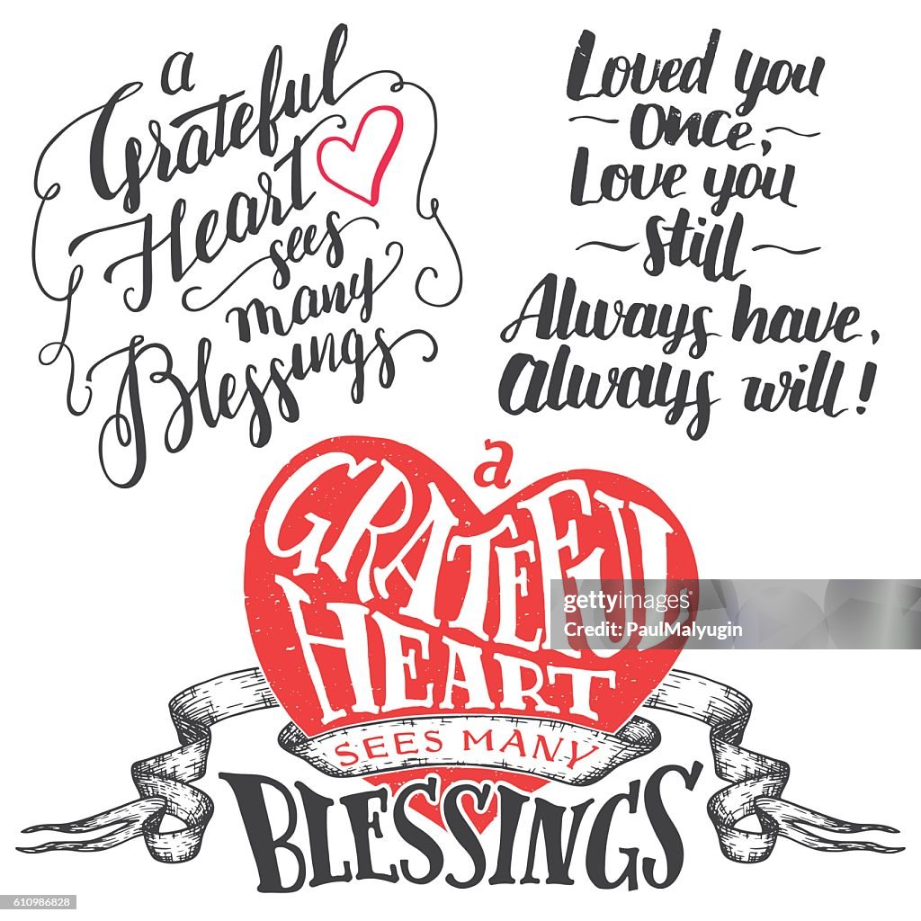 Grateful Heart Hand Lettering Set High-Res Vector Graphic - Getty Images