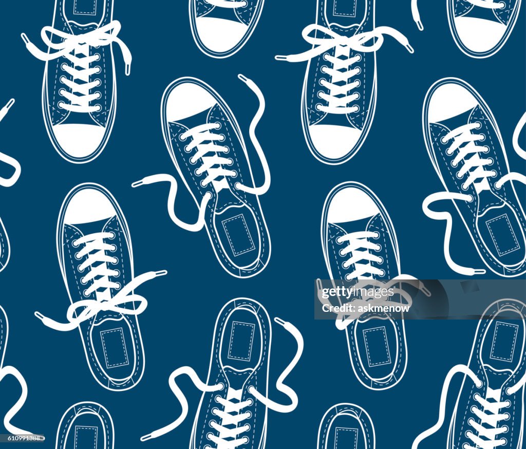 Seamless pattern with canvas gumshoes