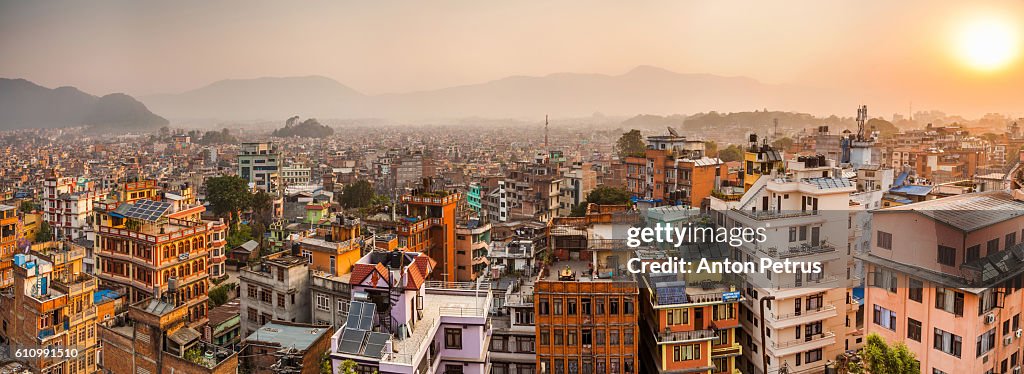 Morning sun above the Kathmandu, Nepal
