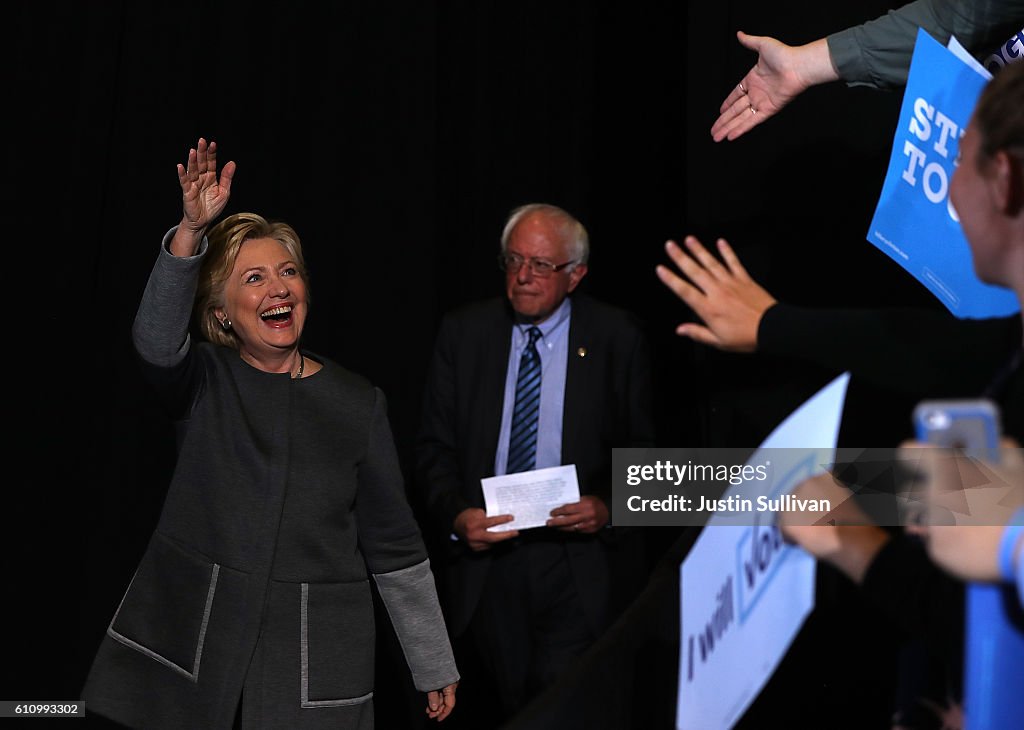 Bernie Sanders Joins Hillary Clinton At New Hampshire Campaign Event