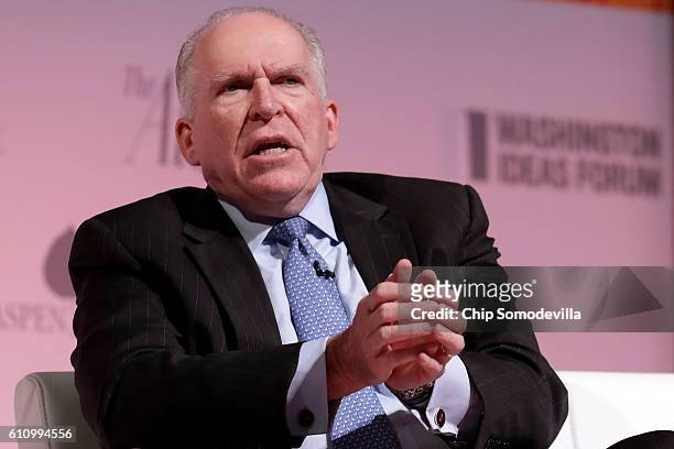 Central Intelligence Agency Director John Brennan is interviewed during the Washington Ideas Forum at the Harman Center for the Arts September 28,...