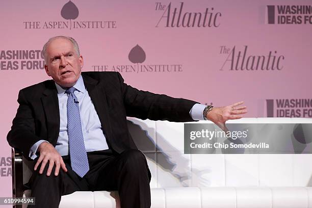 Central Intelligence Agency Director John Brennan is interviewed during the Washington Ideas Forum at the Harman Center for the Arts September 28,...